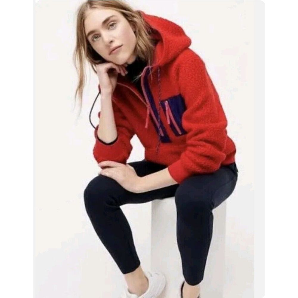 J. Crew Vintage Fleece Polartec Sherpa Half-Zip hoodie in Red Size: XS